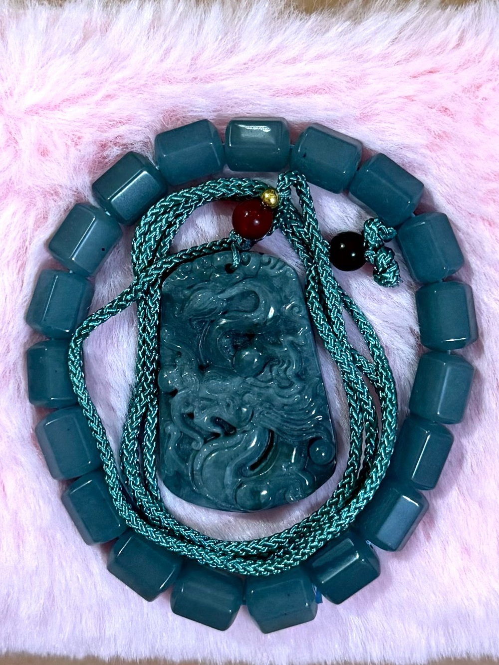 Certified Grade A Burma Green Jade Dragon Necklace, Icy Blue water Jade Bracelet